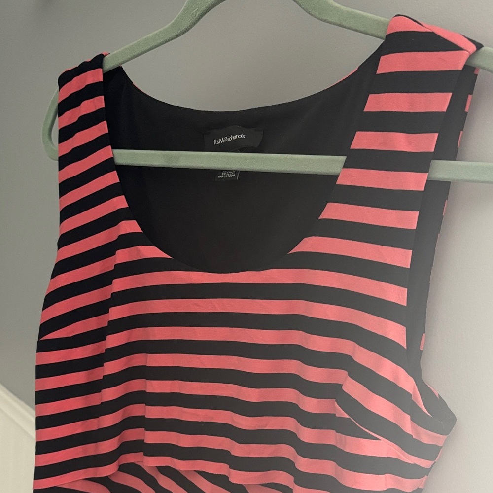 Coral & black summer maxi dress
